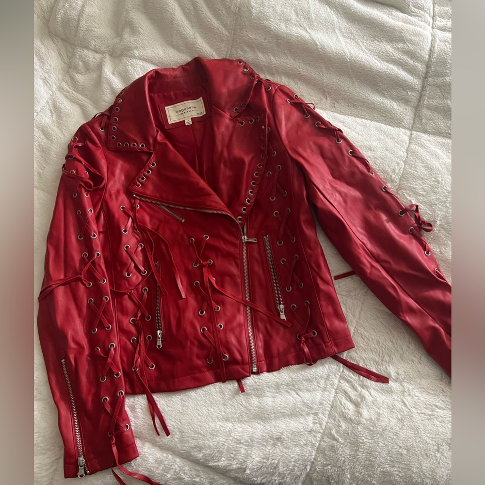 Red leather jacket